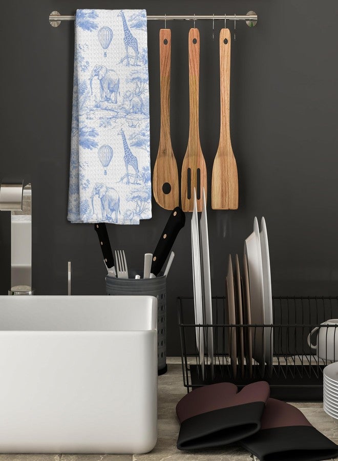 Nipil Chinoiserie Forest Decor Kitchen Towels for Bathroom, Grandmillennial Blue and White Wild Animals Hot Air Balloon Print Decorative Towels,16x24 Inch - Image 4